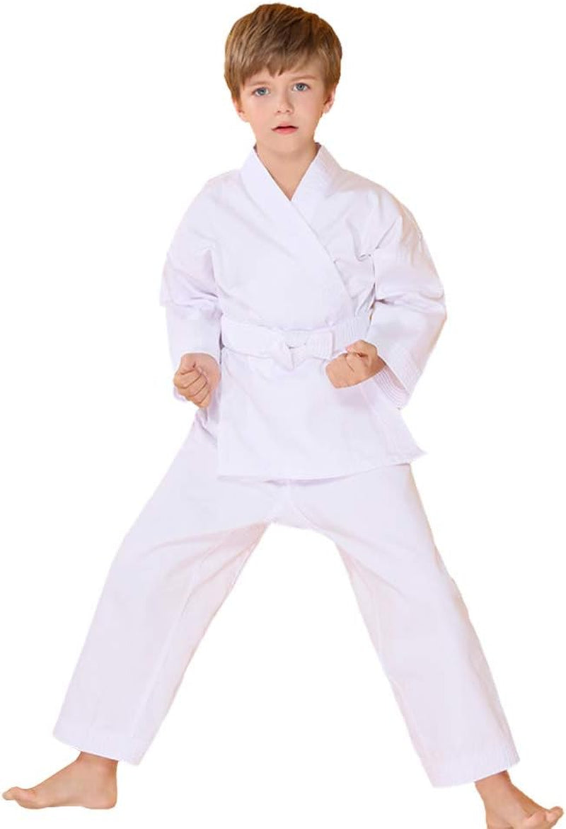 Karate Uniform for Kids and Adult, Lightweight Karate Gi Student Uniform with Belt for Martial Arts Training - White