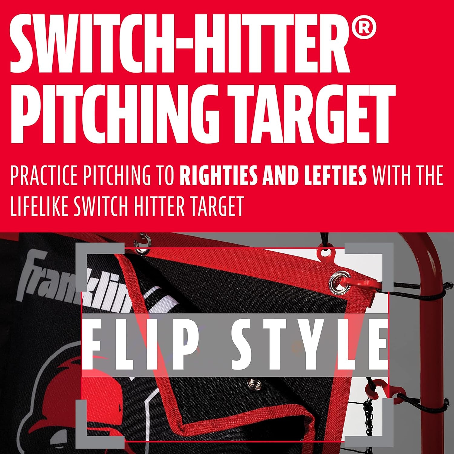 Franklin Sports Pitch Back Rebounder and Switch Hitter Pitching Target - 2 in 1 Return Trainer and Catcher Target - Perfect for Pitching, Fielding and Throwing Practice - 55 X 36 Inch