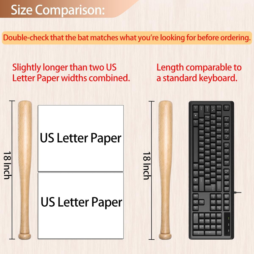 Short Wooden Baseball Bat,18 Inch Mini Wood Baseball Bats for Home Self Defense,One Hand Small Training Bat