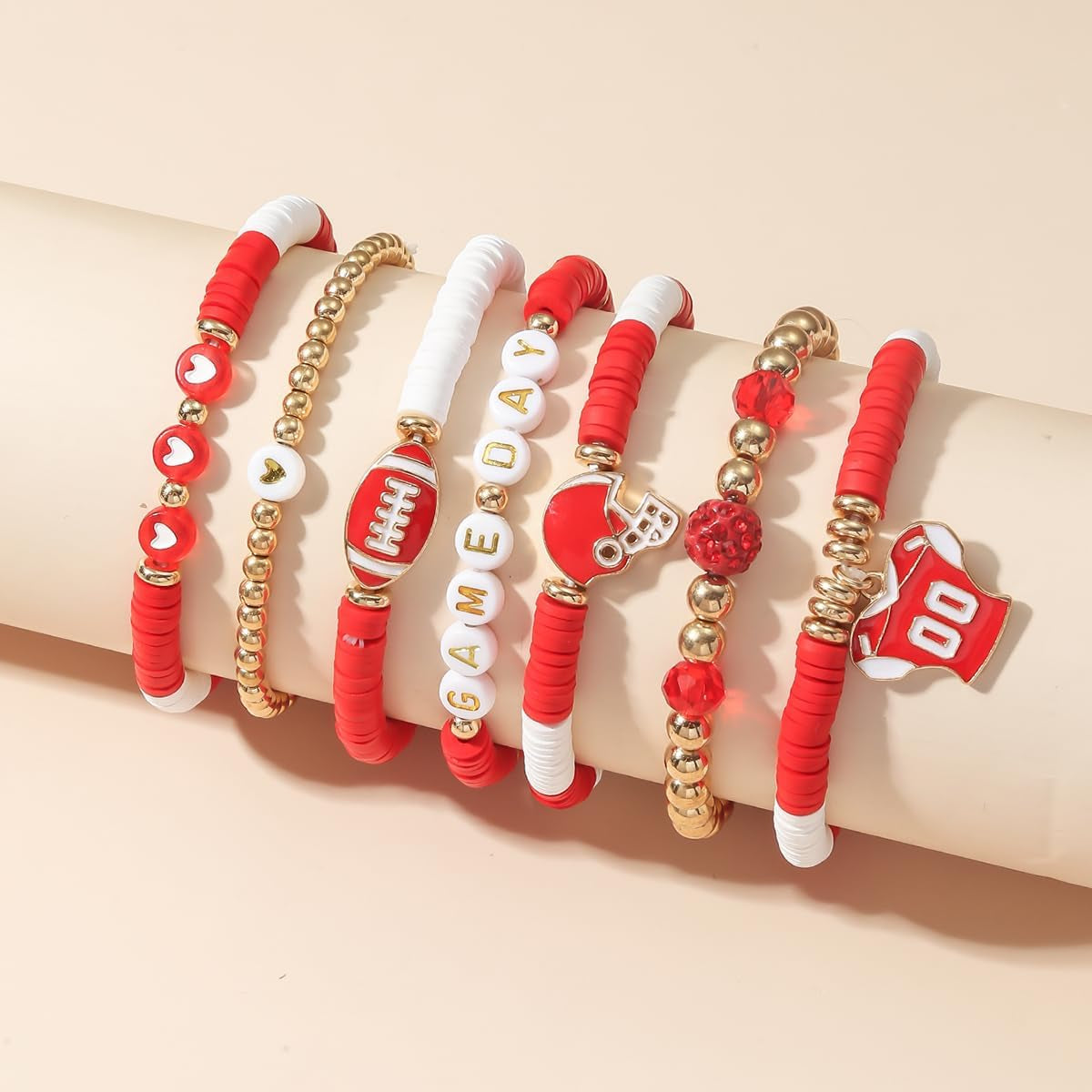 Game Day Football Charm Bracelet: Stackable Sports Jewelry for Moms & Dads - Perfect for Football Fans