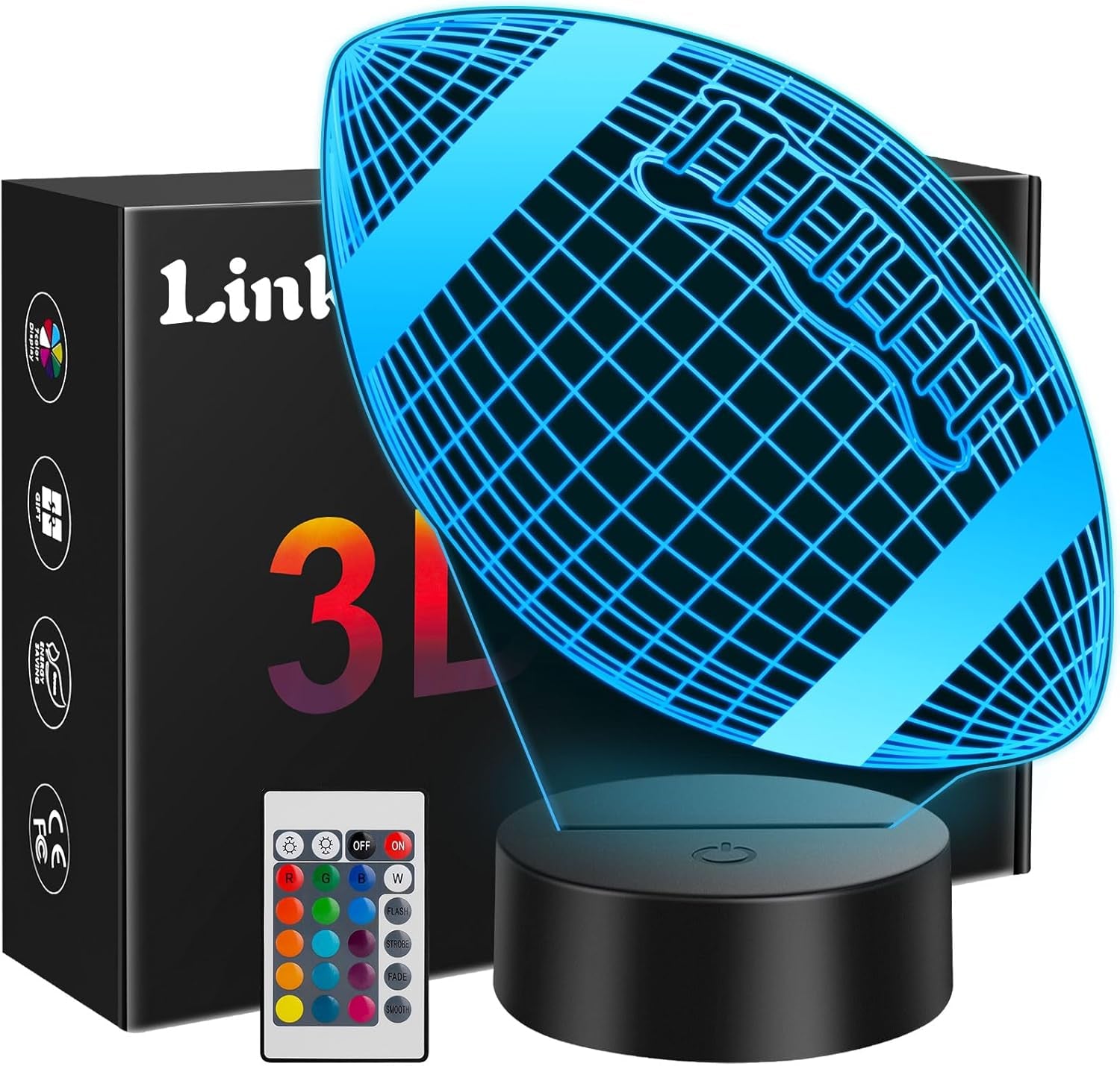 Football Gifts for Teens Boys Girls, Rugby 3D Illusion Night Light Room Decor, 6 7 8 9 10 11 12 13 Year Old Boy Gifts for Christmas Birthday Easter Sports Fan Presents