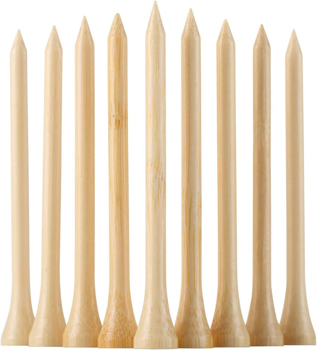 Golf Tees Durable Bamboo Tees 100Pcs 100Pcs 3-1/4" Friendly Biodegradable Material Reduce Friction Side Spin More Stable