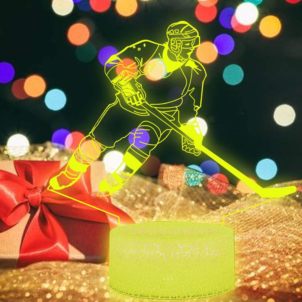 Teenager Chrismas Gifts Xmas Gift 3D Illusion Hockey Night Light Lamp 16 Color Changing Smart Touch&Remote Control Birthday Gift for Boys and Girls Hockey Lover