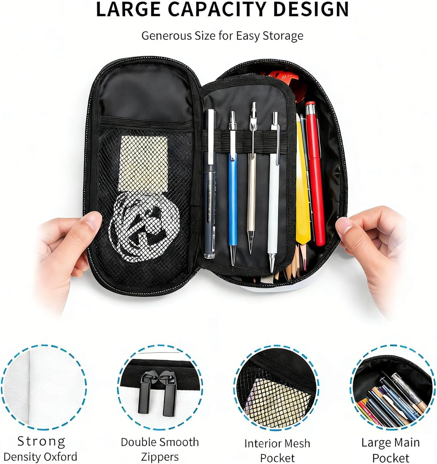 Hockey Pencil Case Pencil Pouch Large Capacity Pen Bag School Office Organizer Stationery Storage Box for Girls Boys Teen Kids