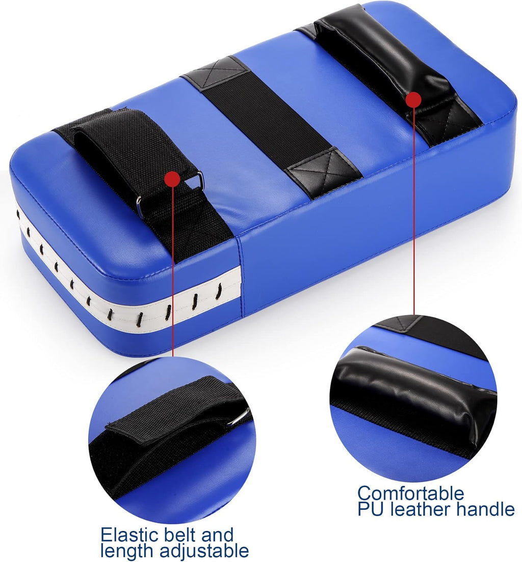 Boxing Focus Pads and Taekwondo Pad, 15.5 X 8 Blue, 2-In-1 Punching Mitts Kick Pack Set, Martial Arts MMA Kicking Shield Training for Men Women Gym