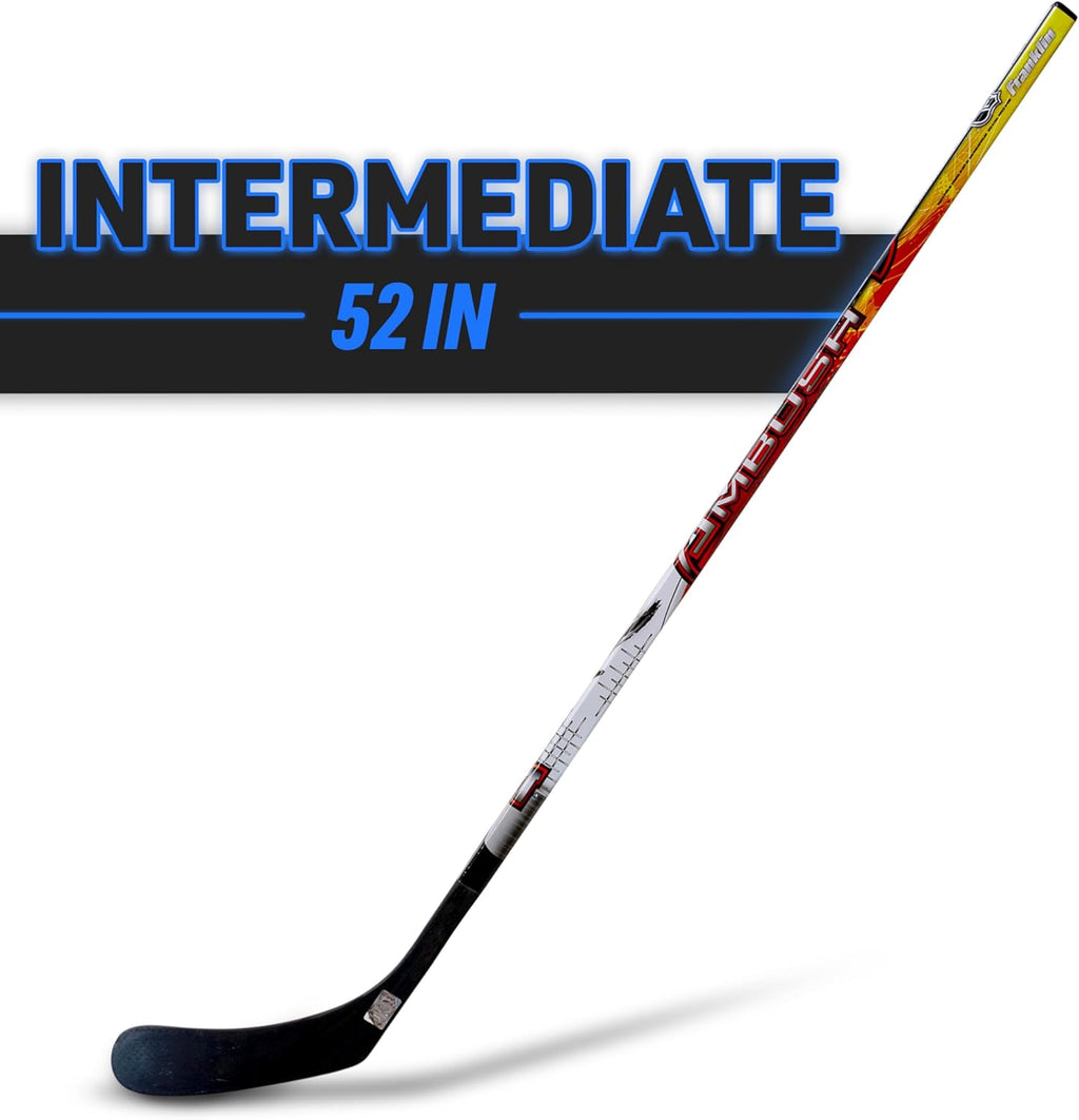 Franklin Sports Street Hockey Sticks - Ambush Junior Street Hockey Stick - Wood and Fiberglass Shaft - ABS Blade - One Piece Stick - 46", 52", 58"