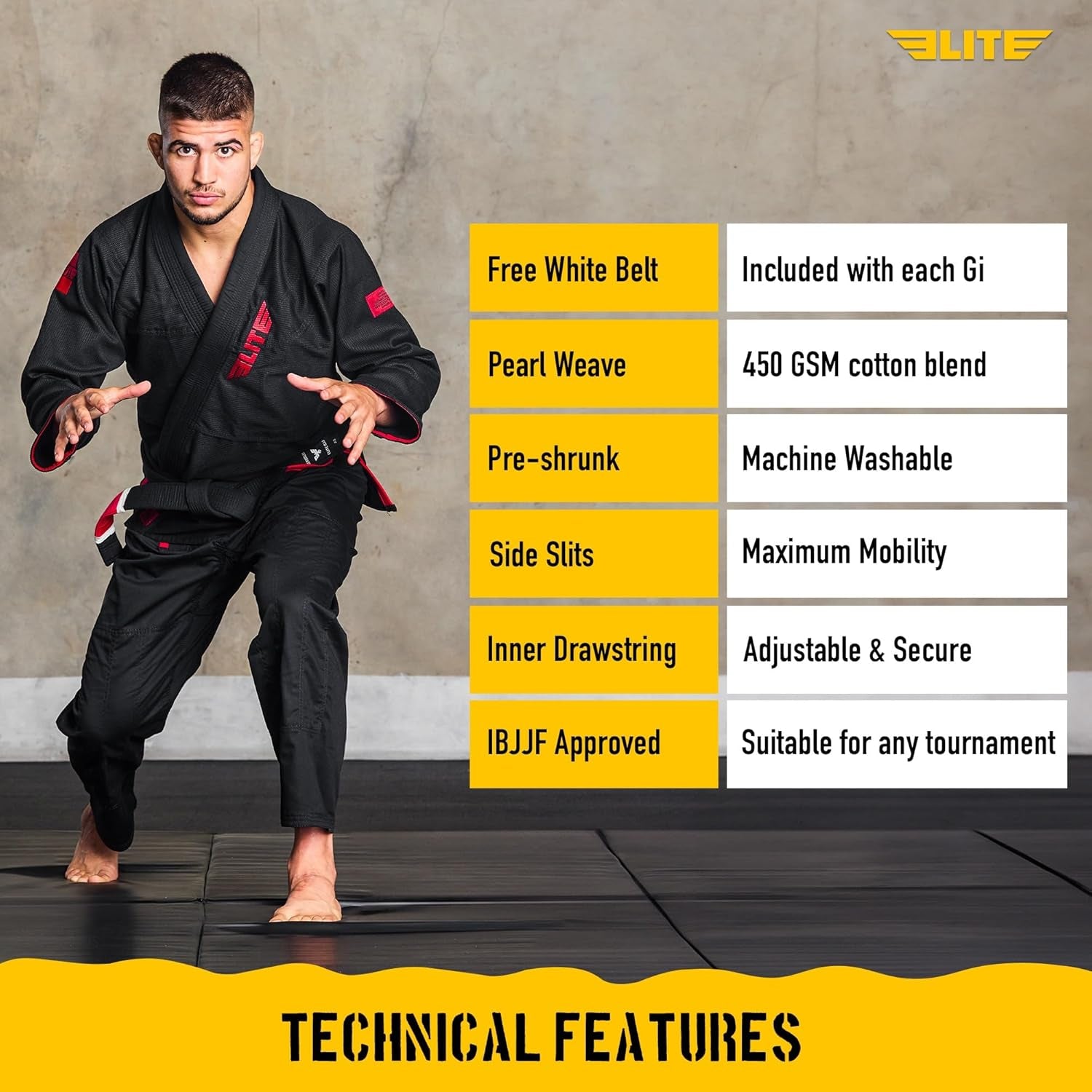 BJJ GI for Men IBJJF Kimono BJJ Jiujitsu GIS W/Preshrunk Fabric & Free Belt (See Special Sizing Guide)