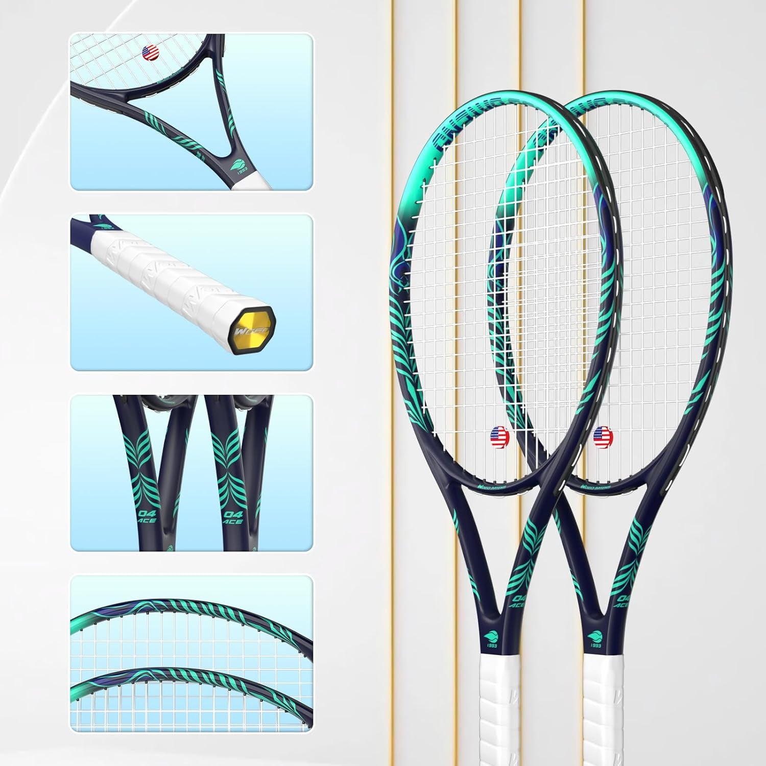 Adult 2 Player Tennis Racket Perfect for Beginner and Professional Players, 27” Speed Tennis Racquet Include Tennis Balls, Overgrips, Tennis Bag, Vibration Dampe, Cover