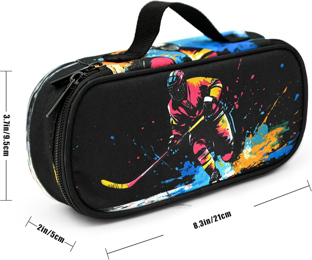 Hockey Pencil Case Pencil Pouch Large Capacity Pen Bag School Office Organizer Stationery Storage Box for Girls Boys Teen Kids