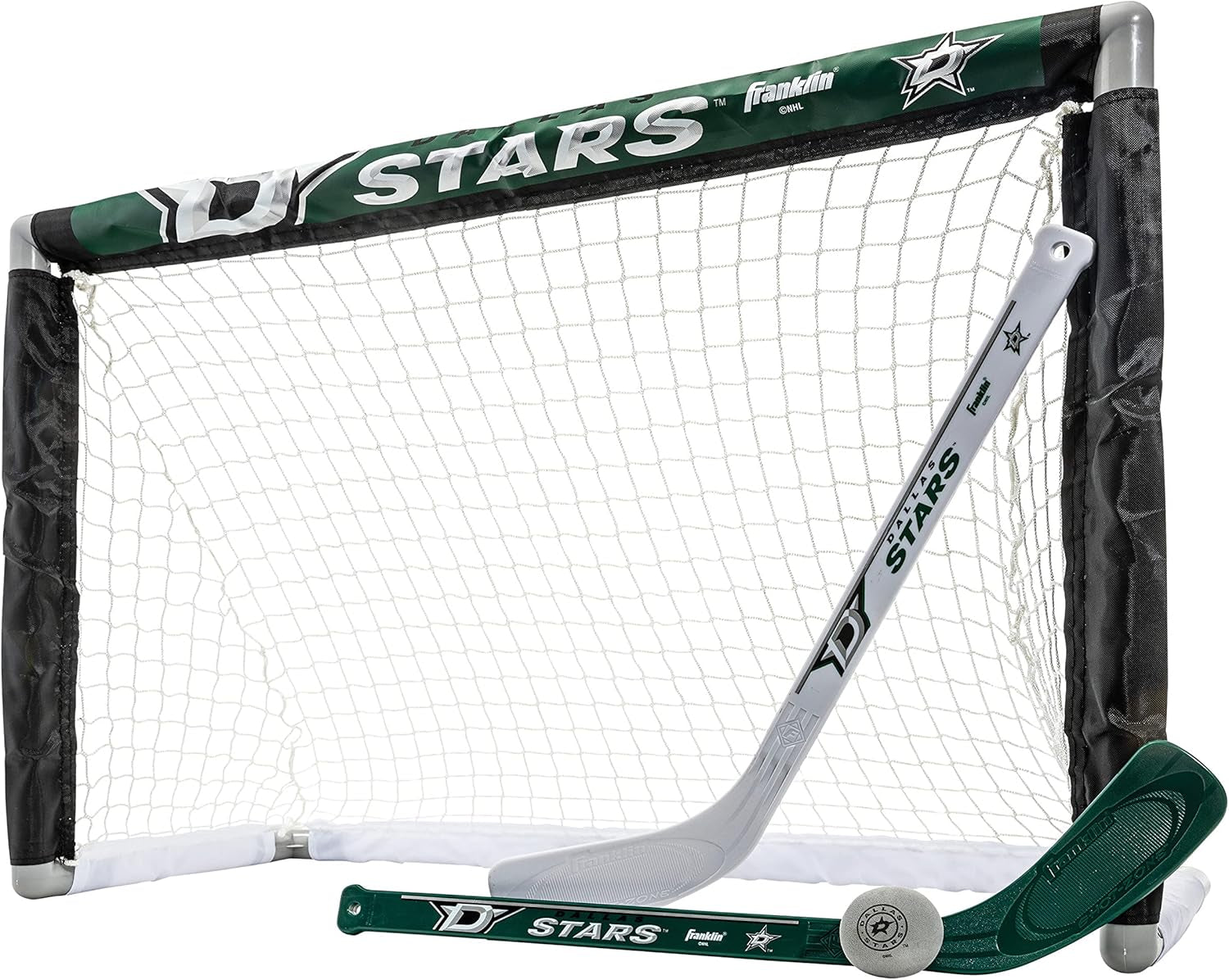 NHL Mini Hockey Set - Kids Indoor Knee Hockey Goal, Ball, + 2 Stick Combo - Youth Team Indoor Toy Set - Official - Ages 3+