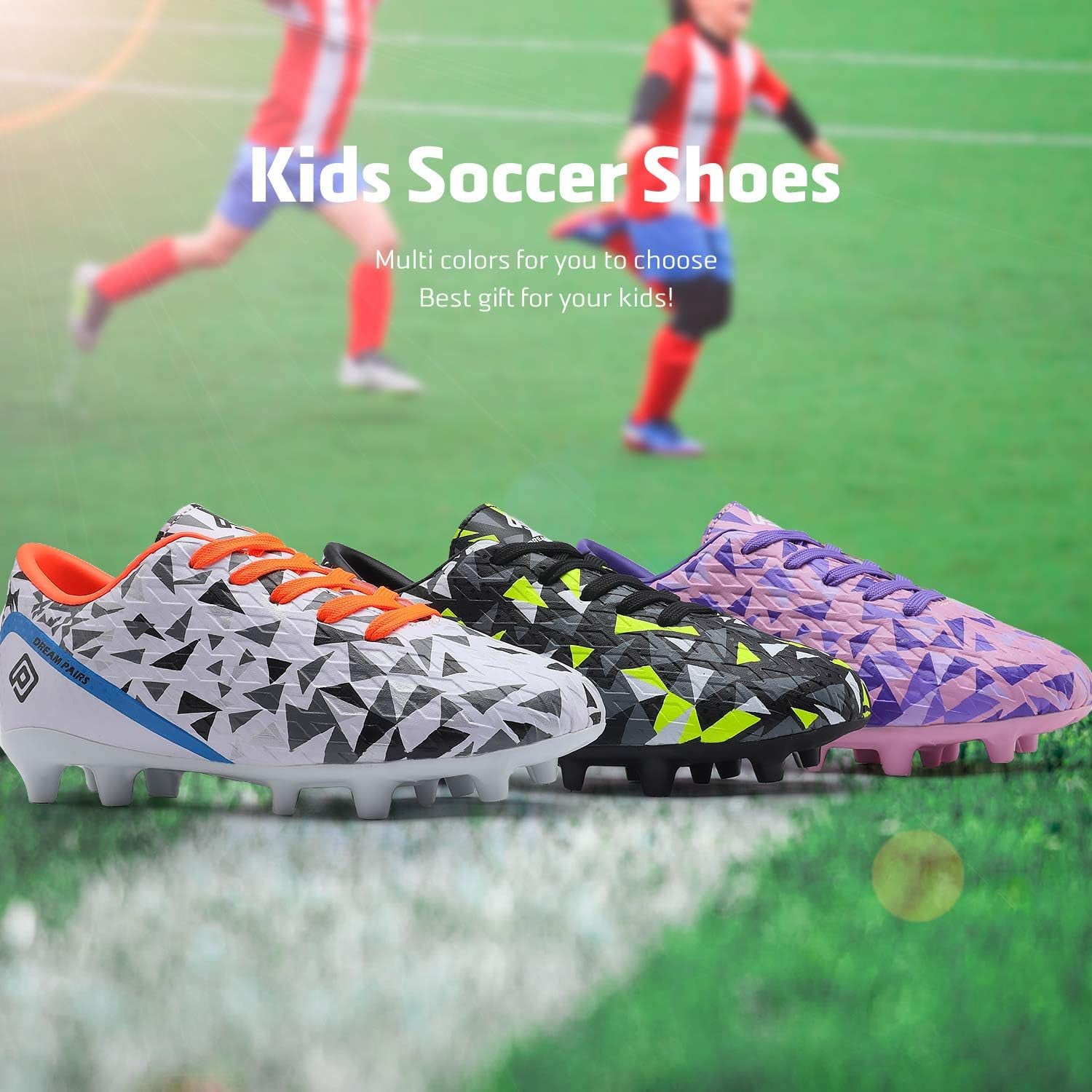 Boys Girls Soccer Cleats Youth Firm Groud Athletic Outdoor Trainning Football Shoes for Little/Big Kid