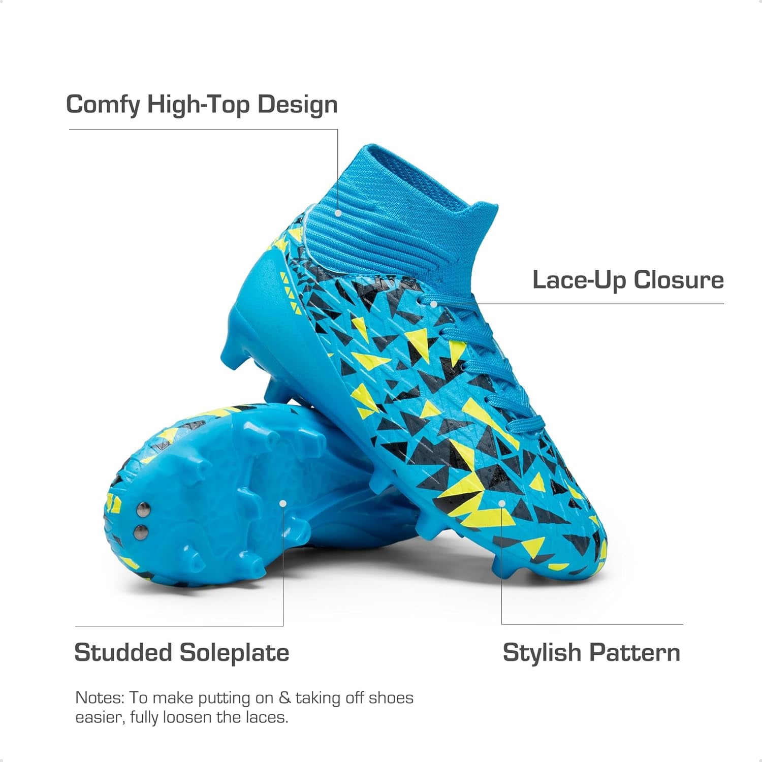 Boys Football Cleats Youth High Top Firm Ground Soccer Shoes for Little/Big Kids