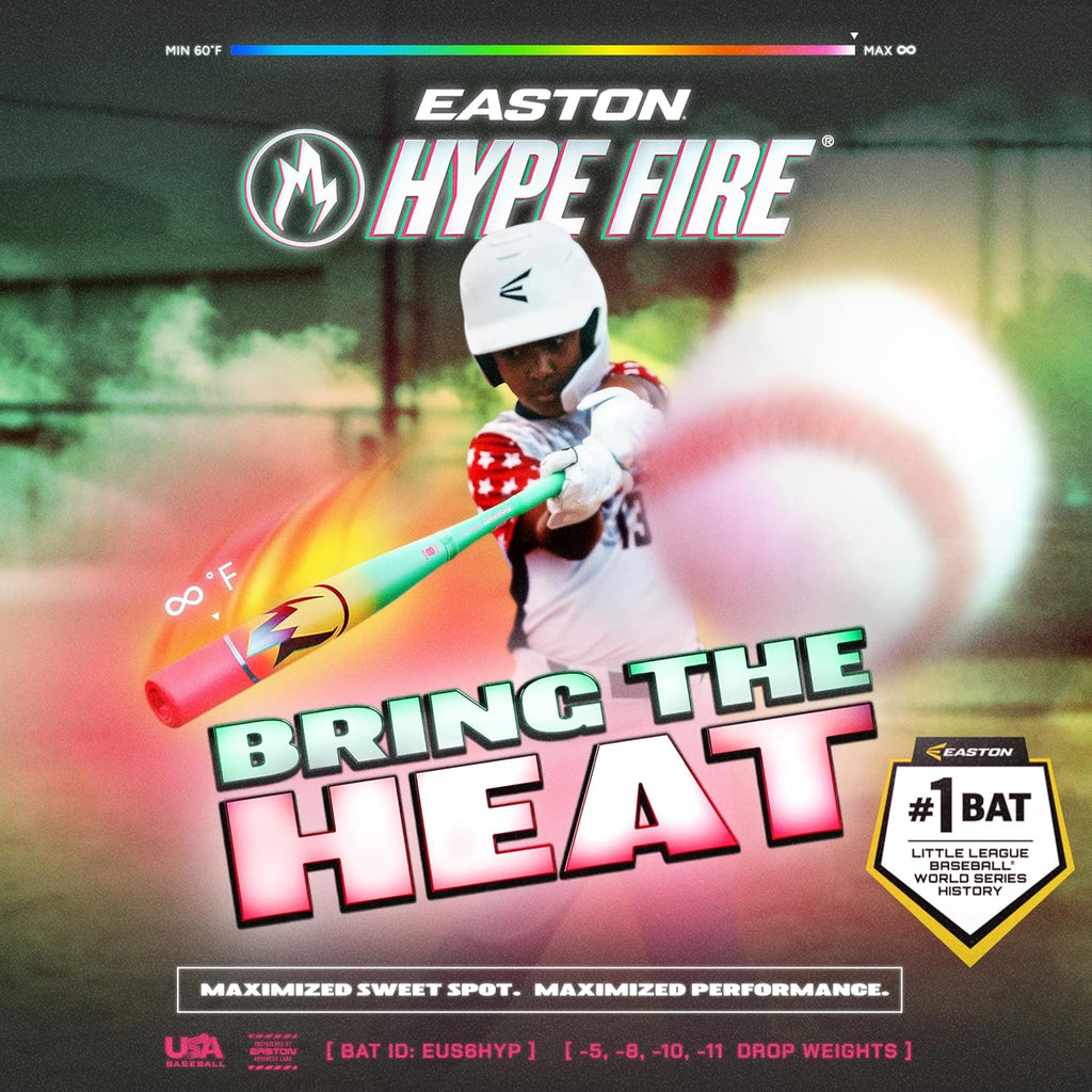 | 2026 | Hype Fire Baseball Bat | USA | -5 / -8 / -10 / -11 Drop | 2 5/8" Barrel | 2 Pc. Composite