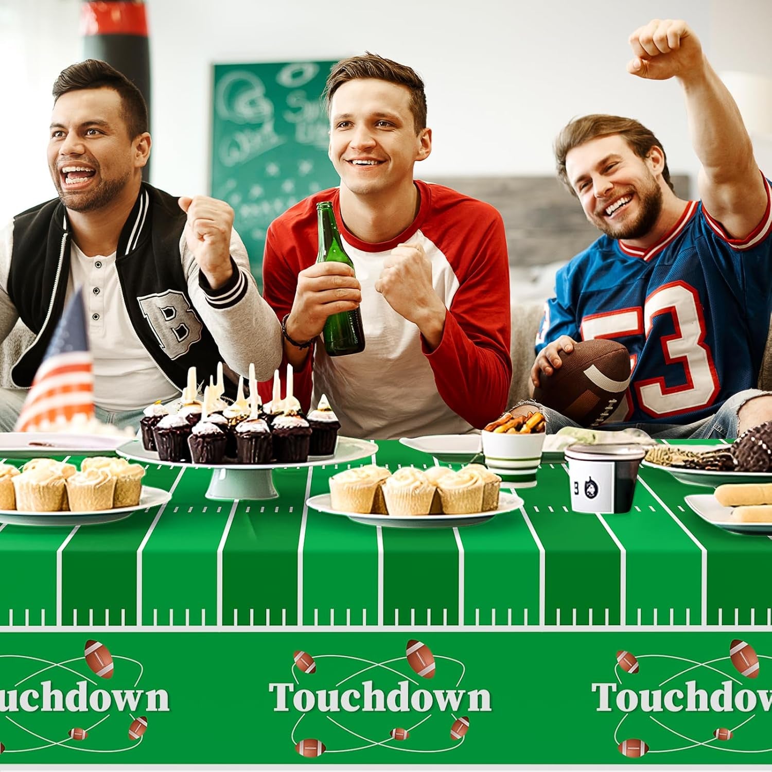 Football Party Decorations,3 Pack Football Tablecloth Disposable Plastic Tablecloth 54" X 108" Plastic Table Cloth for Rectangle Tables,Birthday Party Decor,Parties Supplies for Home,Dinner