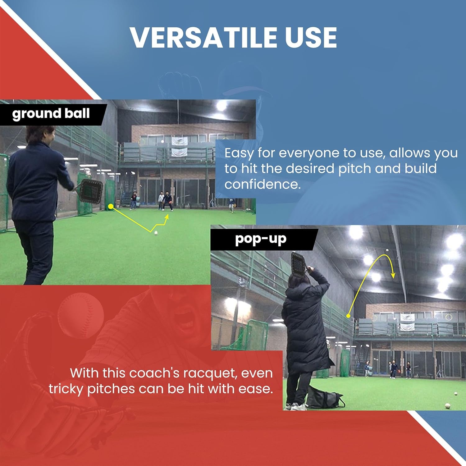 Baseball Racket for Fly Balls: Fungo Racket Baseball/Baseball Racket for Coaches and Parents to Help Players Practice Hitting Grounders and Pop Flies (New)