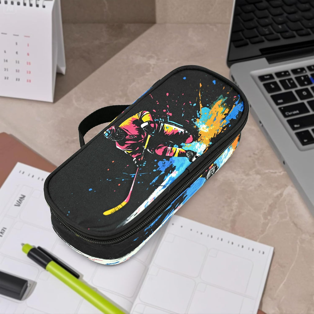 Hockey Pencil Case Pencil Pouch Large Capacity Pen Bag School Office Organizer Stationery Storage Box for Girls Boys Teen Kids