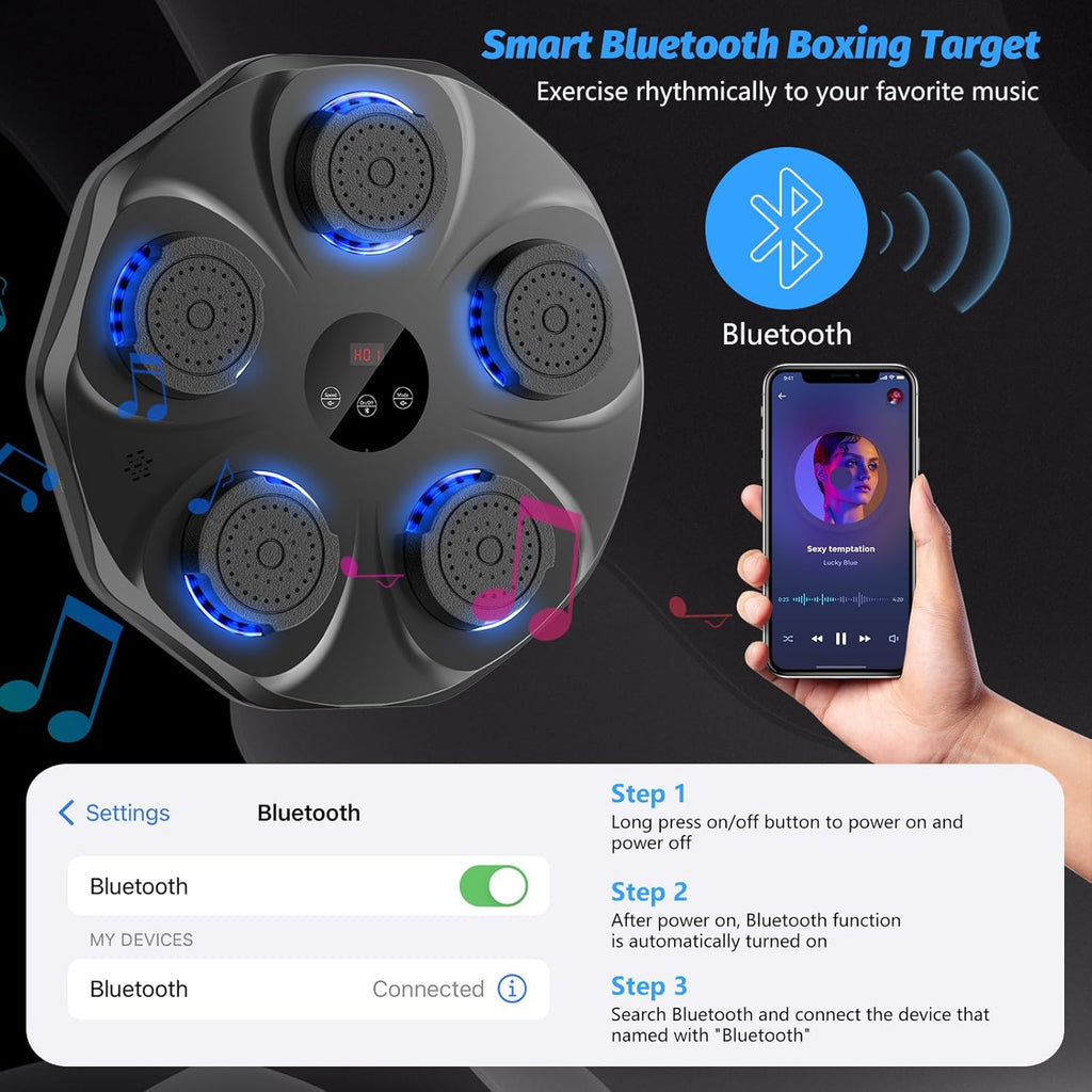 Music Boxing Machine, Interactive Punching Trainer with Boxing Gloves, Large Size Wall Mounted Electronic Boxing Target for Adult Kids, 9 Modes & 9 Speeds