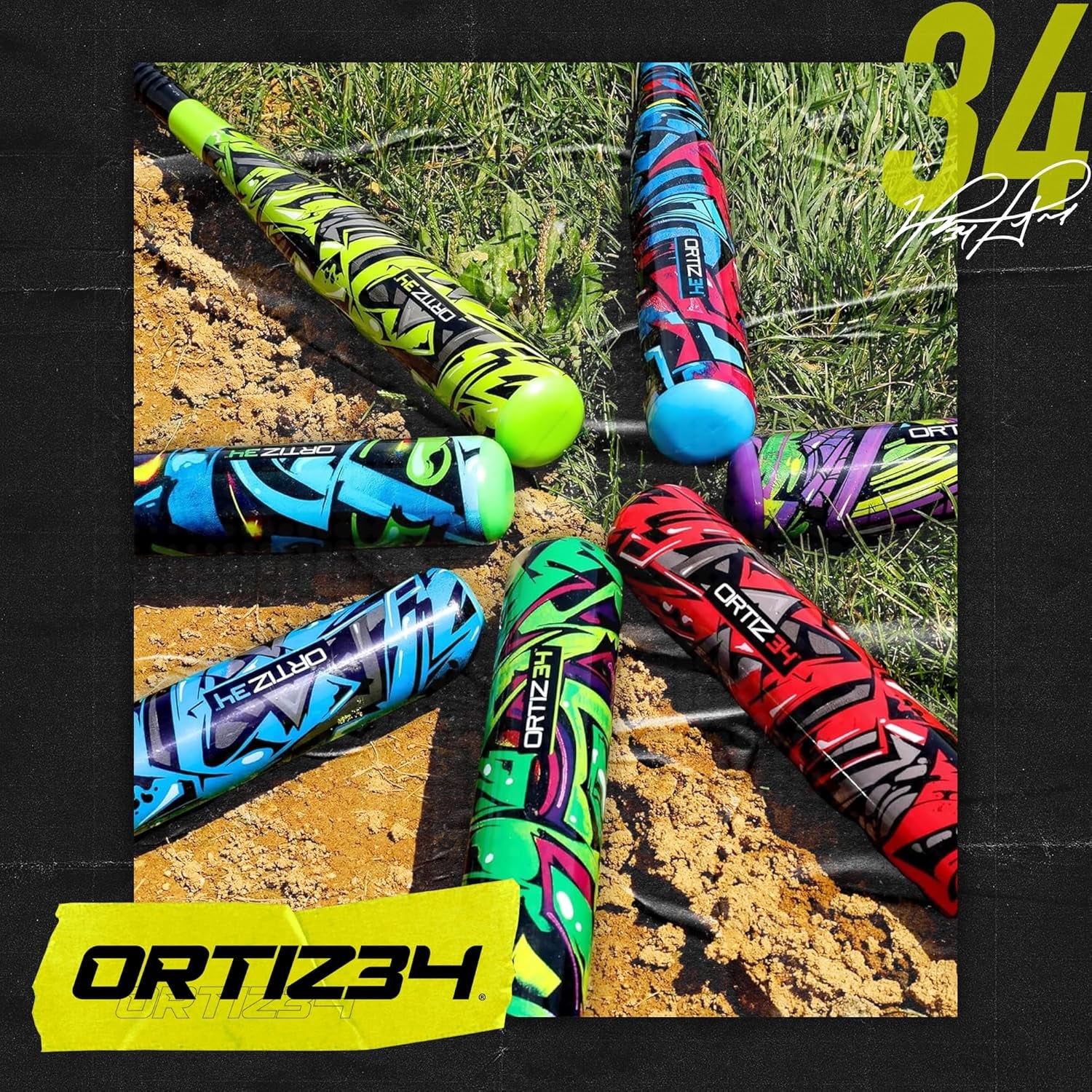 Bat & Ball Set - Graffiti Plastic Bat & Ball Homerun Set- David Ortiz Backyard Baseball Set for Youth, Kids, Teenagers, Adults (Bat & Ball Set, Blue)