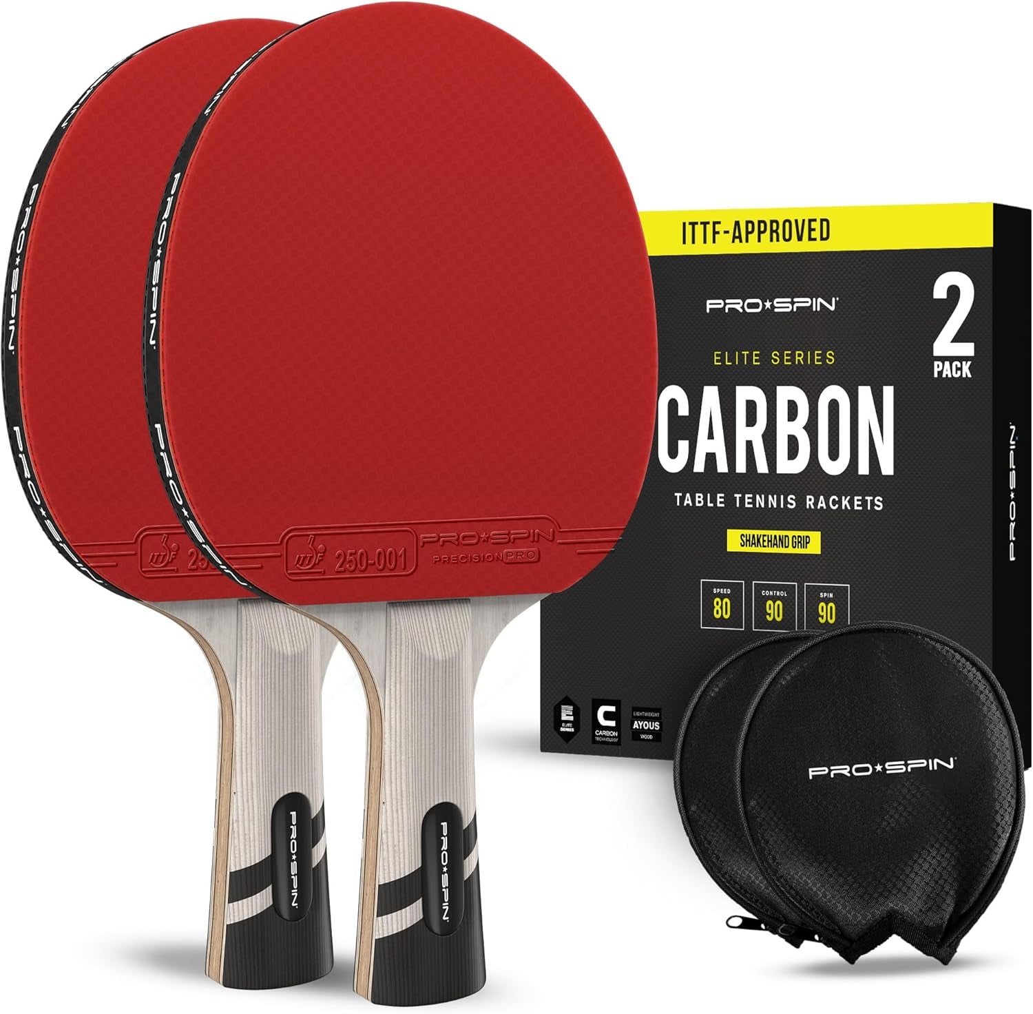 Ping Pong Paddles – ITTF Approved Professional Table Tennis Rackets with Carbon Fiber for Superior Control | 7-Ply Blade, Premium Rubber, 2.0Mm Sponge
