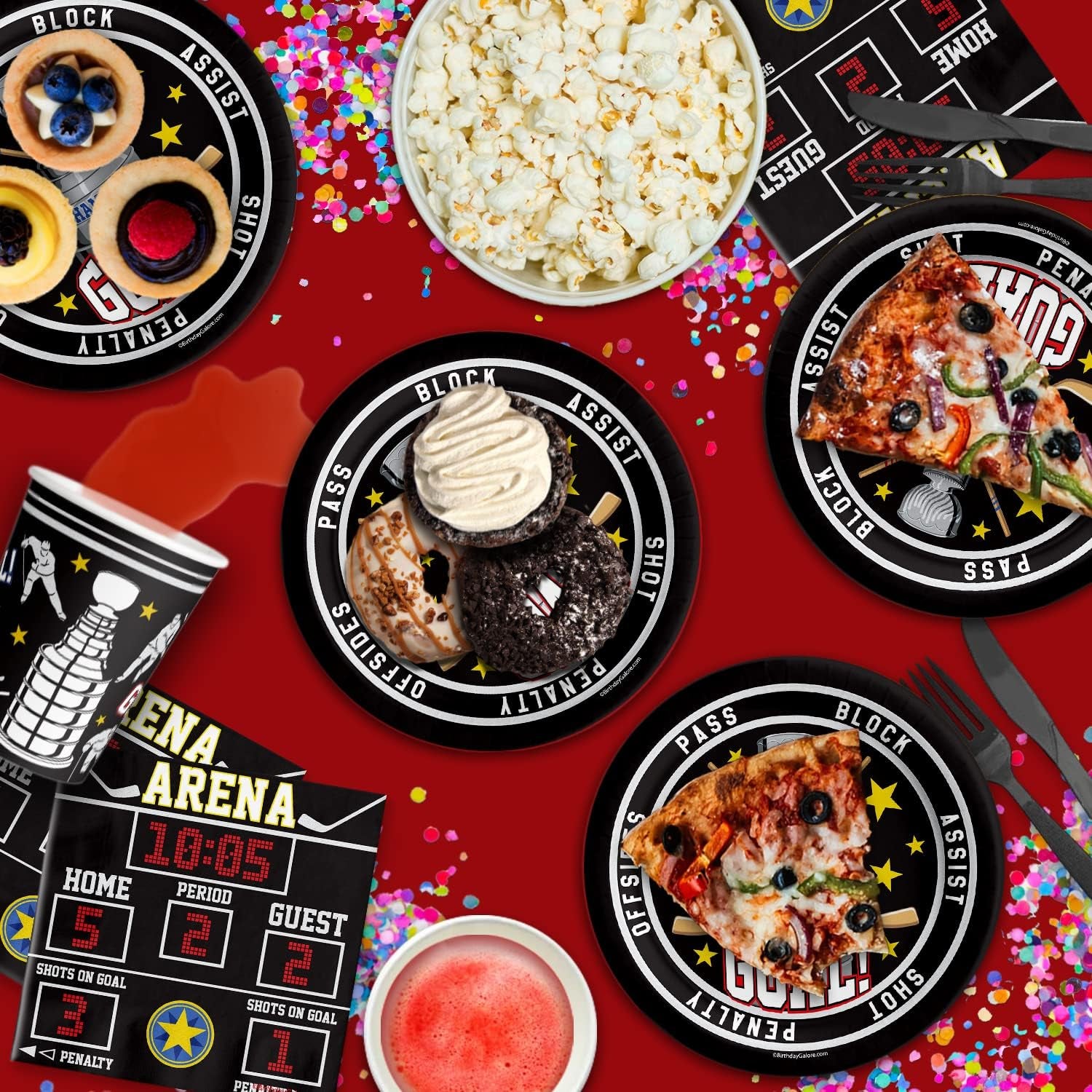 Hockey Birthday Party Supplies Set Plates Napkins Cups Tableware Kit for 16