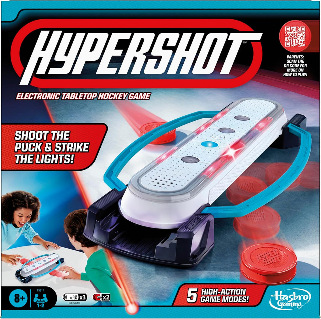 Hasbro Gaming Hypershot Electronic Tabletop Hockey Game | 5 Games in 1 | Music, Lights, and Sounds | Ages 8 and up | for 1 to 2 Players | Kids Board Games