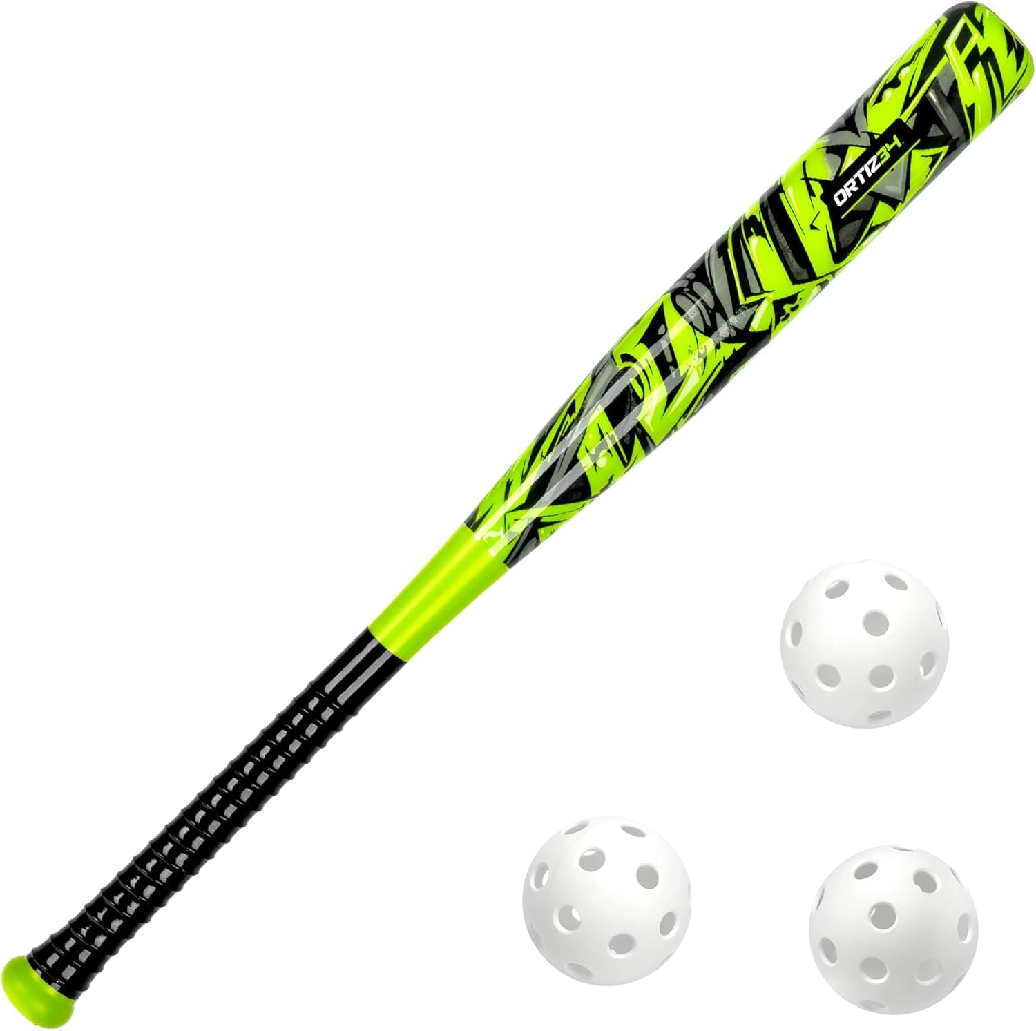 Bat & Ball Set - Graffiti Plastic Bat & Ball Homerun Set- David Ortiz Backyard Baseball Set for Youth, Kids, Teenagers, Adults (Bat & Ball Set, Blue)