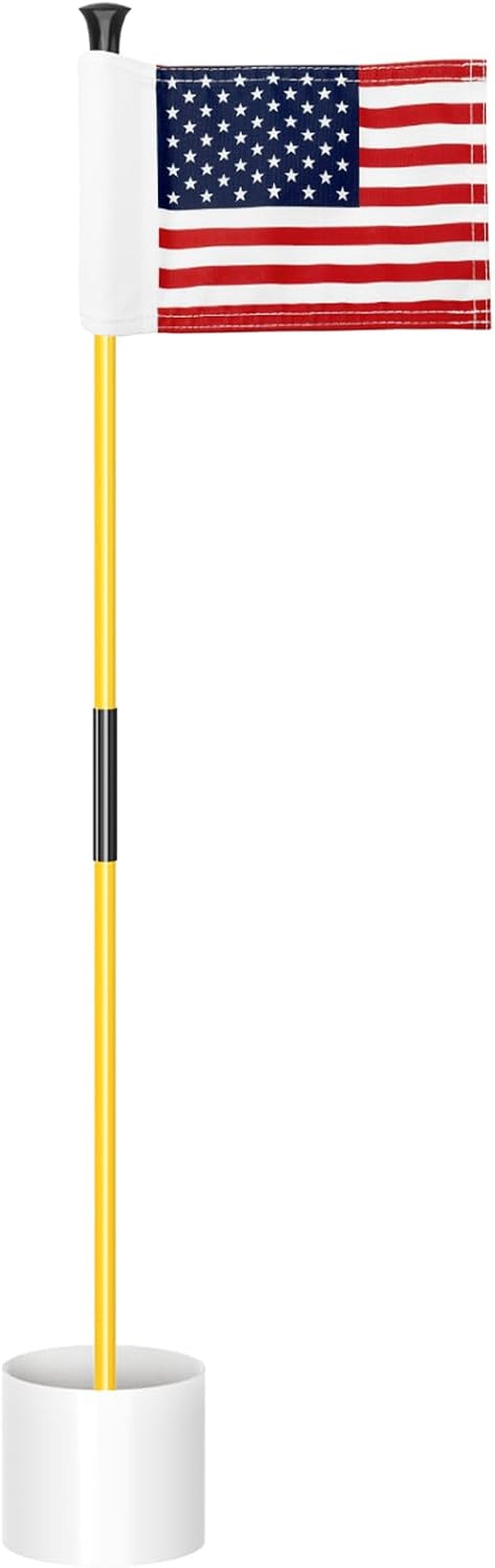 Golf Flagstick Mini, Practice Putting Green Flags for Yard, All 3 Feet, Golf Pin Flag Hole Cup Combo Kit, Fiberglass Portable 2-Section Design, Double-Side American Flag