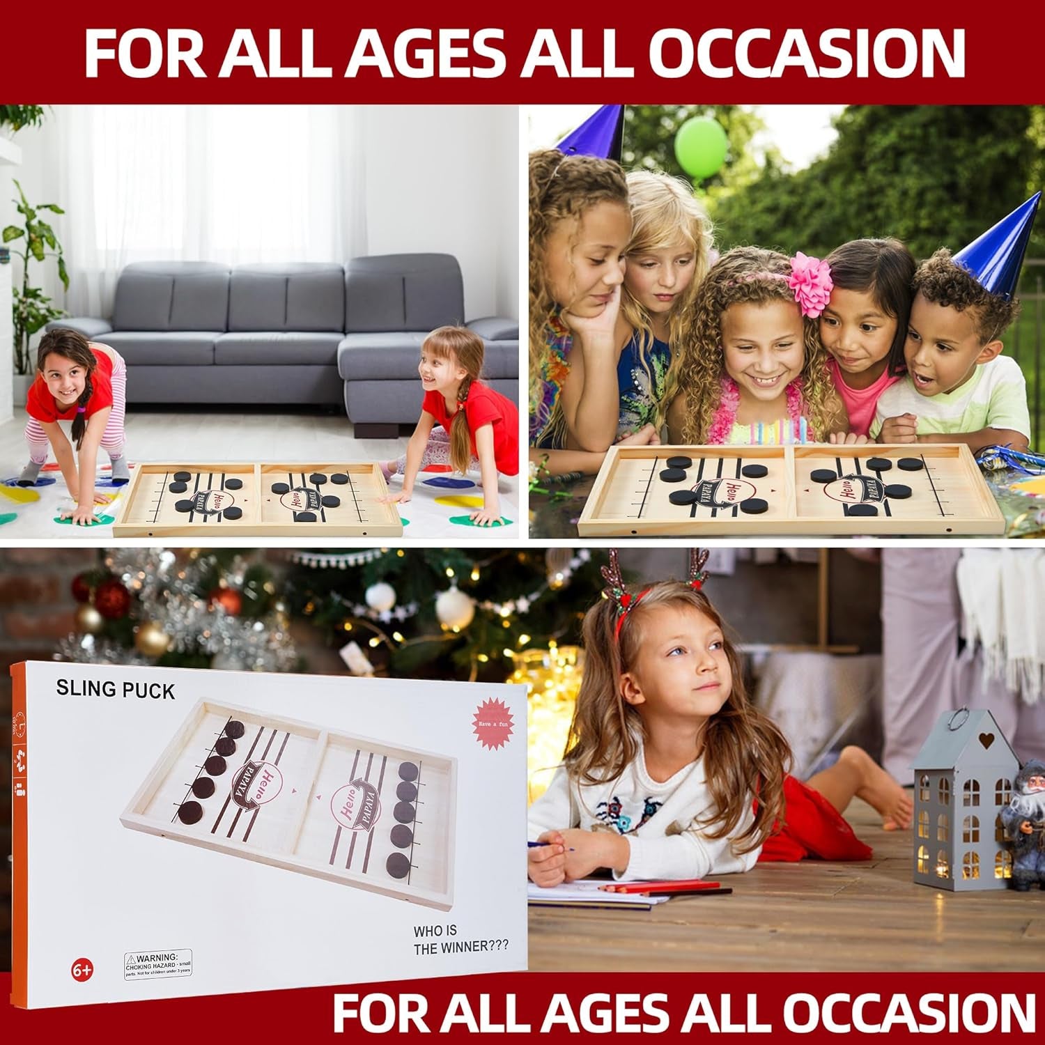 - Test Your Speed and Accuracy with This Fast-Paced Wooden Air Hockey Desktop Battle Board Game - Guaranteed Fun Gifts for Family Night or Friends Party
