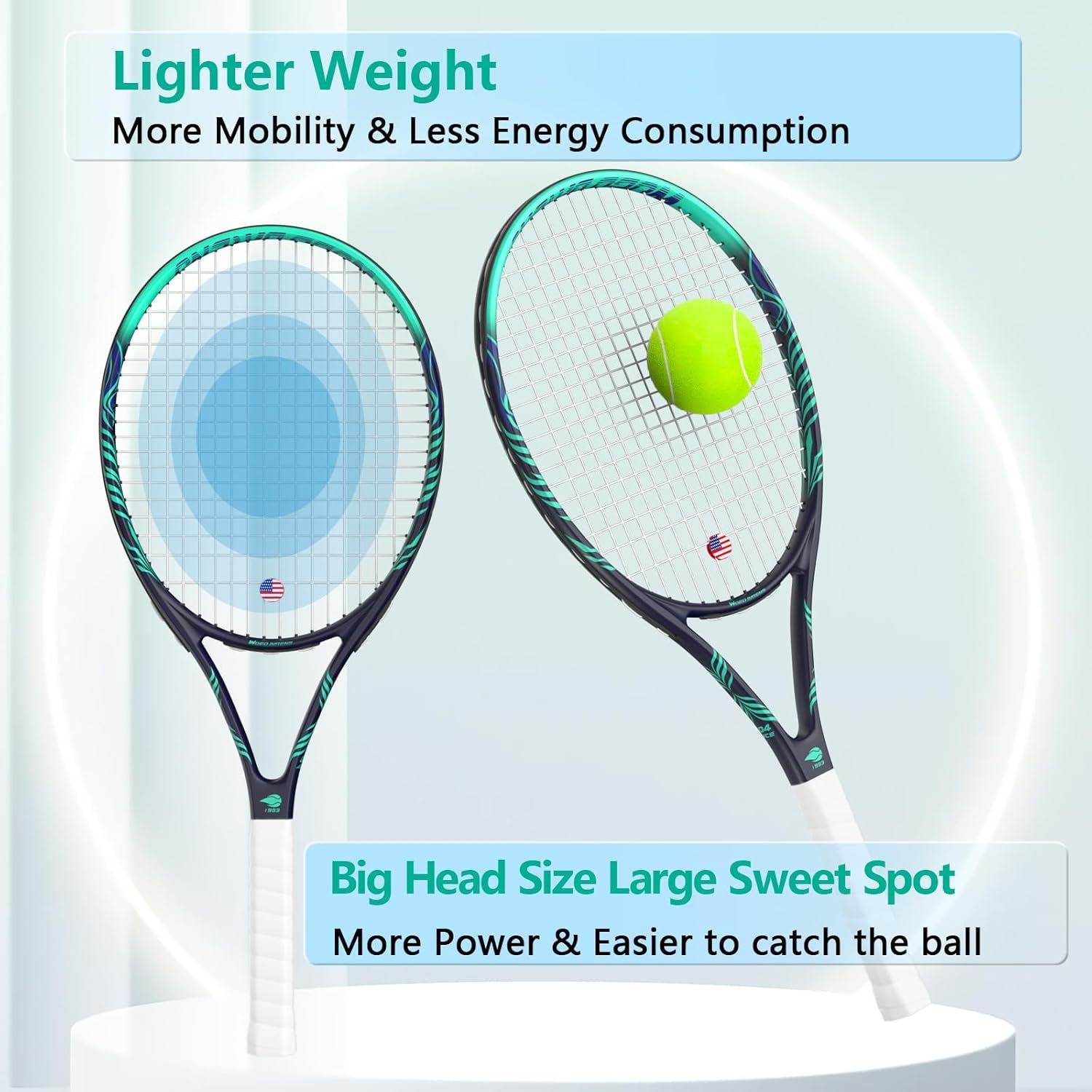 Adult 2 Player Tennis Racket Perfect for Beginner and Professional Players, 27” Speed Tennis Racquet Include Tennis Balls, Overgrips, Tennis Bag, Vibration Dampe, Cover