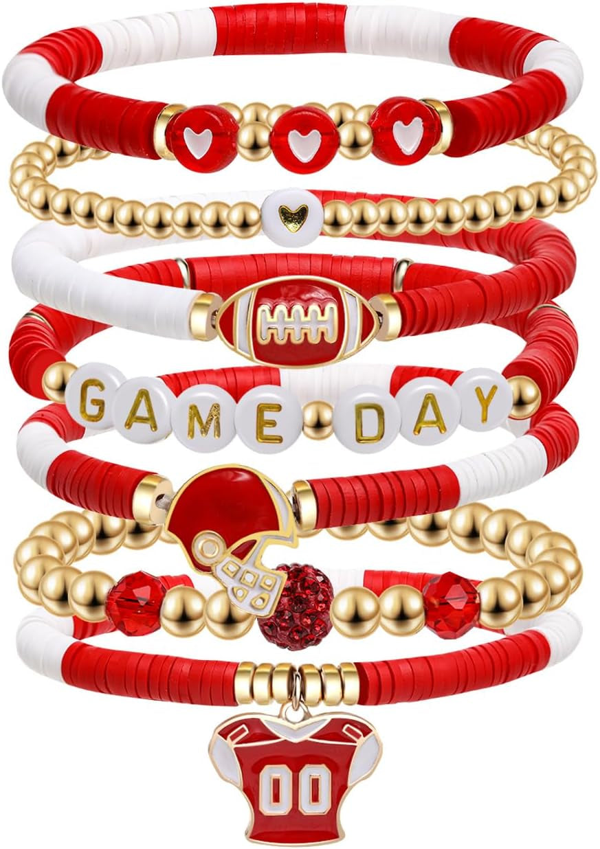 Game Day Football Charm Bracelet: Stackable Sports Jewelry for Moms & Dads - Perfect for Football Fans