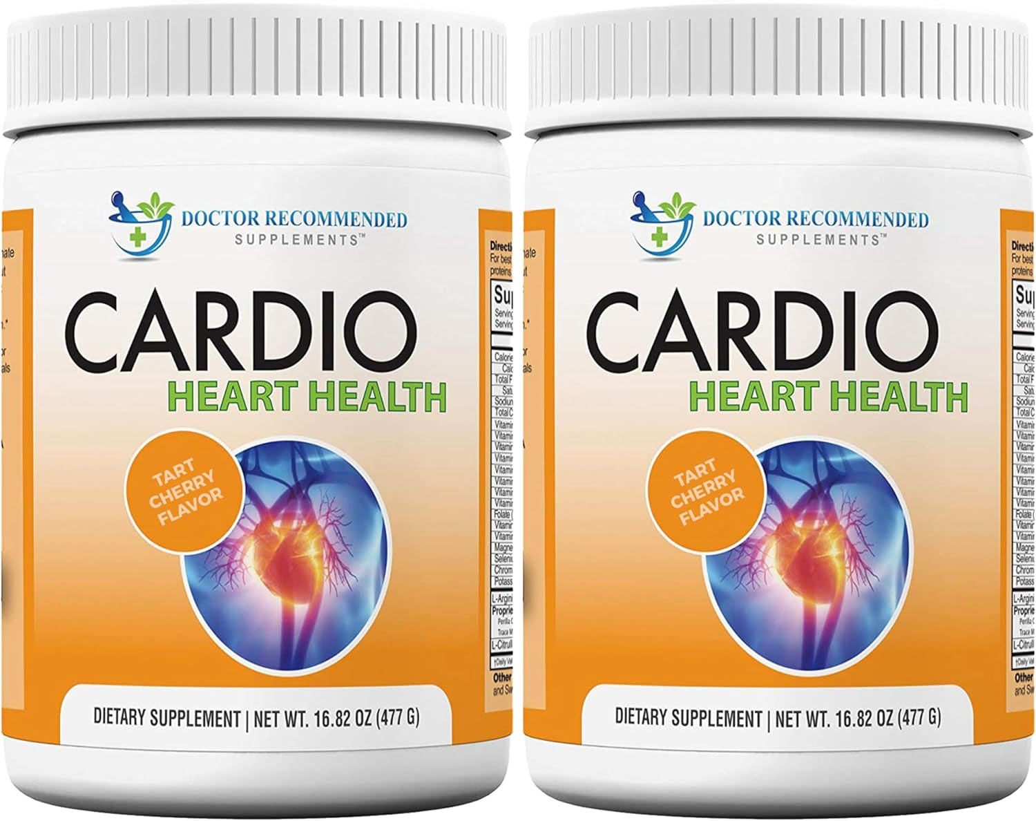 Cardio Heart Health Powder – L-Arginine Supplement 5000Mg & L-Citrulline 1000Mg, Tart Cherry Flavor (Pack of 2-16.82 Oz / 33.64 Oz)