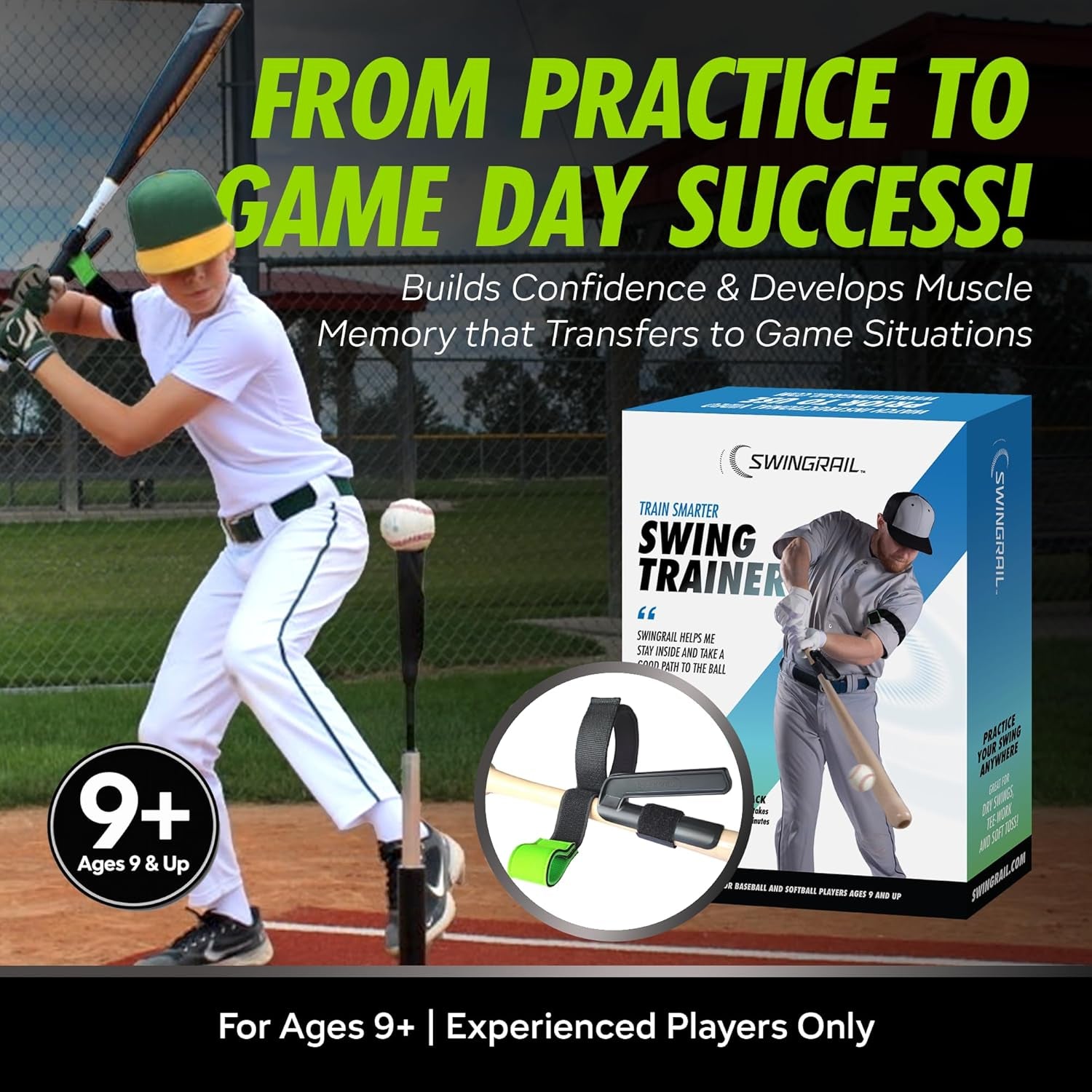 Baseball/Softball Hitting Trainer – Swing Trainer Aid for Batting & Hitting Practice – Baseball Training Equipment to Improve Bat Speed, Swing Mechanics, Contact & Timing – for Ages 9 and Up