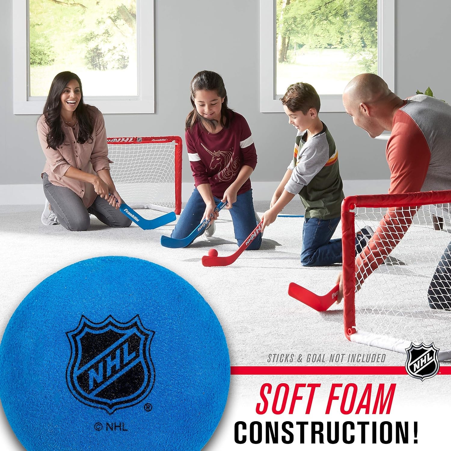 Franklin Sports Mini - Indoor Floor Hockey Balls for Kids - 6 Soft Foam Balls - Assorted Colors