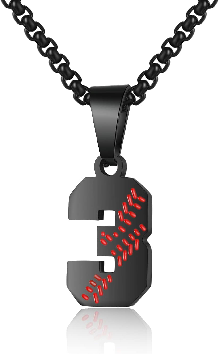 Baseball Number Necklace - Stainless Steel Chain Pendant for Men Athletes 00-99 Jersey Number Gift