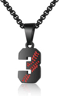 Baseball Number Necklace - Stainless Steel Chain Pendant for Men Athletes 00-99 Jersey Number Gift