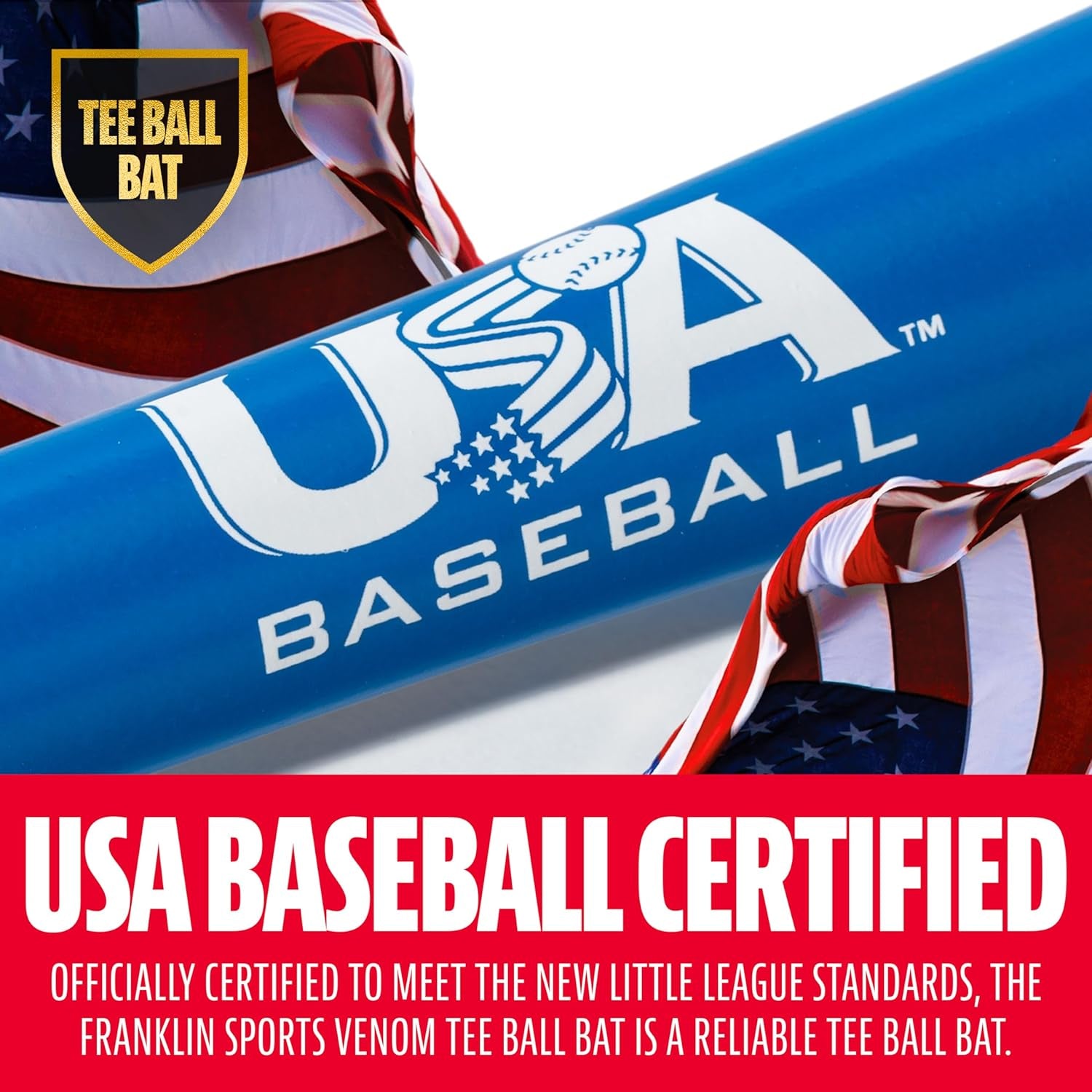Franklin Sports Kids Teeball Bat - Venom + Barracuda Aluminum + Composite - USA Baseball Certified for Boys + Girls - Youth Metal Bat - Drop -10 to -13