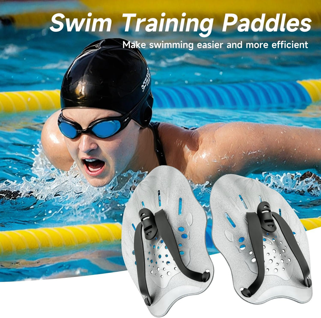 Contour Swim Paddles Hand, Swim Training Hand Paddles with Adjustable Straps, Swimming Hand Paddles for Women and Men