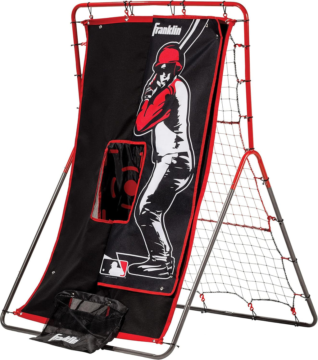 Franklin Sports Pitch Back Rebounder and Switch Hitter Pitching Target - 2 in 1 Return Trainer and Catcher Target - Perfect for Pitching, Fielding and Throwing Practice - 55 X 36 Inch