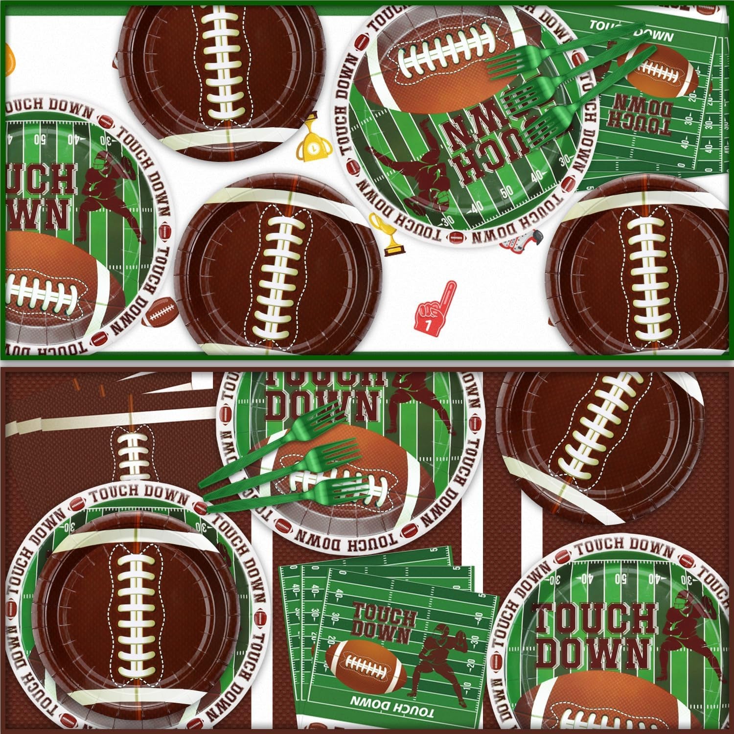 Football Party Decorations - 82Pcs Supplies Including Plates, Napkins, Tablecloth for Kids Fans Tailgate Gameday Birthday Party, Serves 20