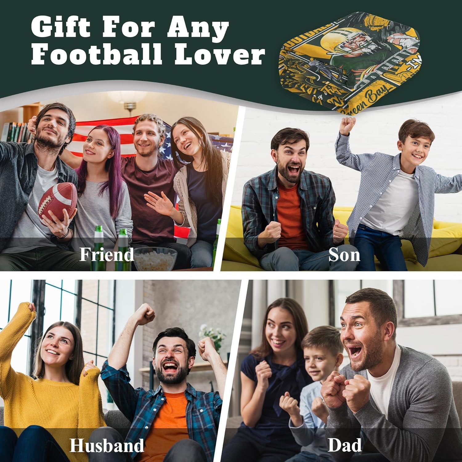 Football Blanket Fan Gifts for Men Women Sport Throw Blanket Football Style Merch Gear 60"X50" Cozy Sofa Bed.