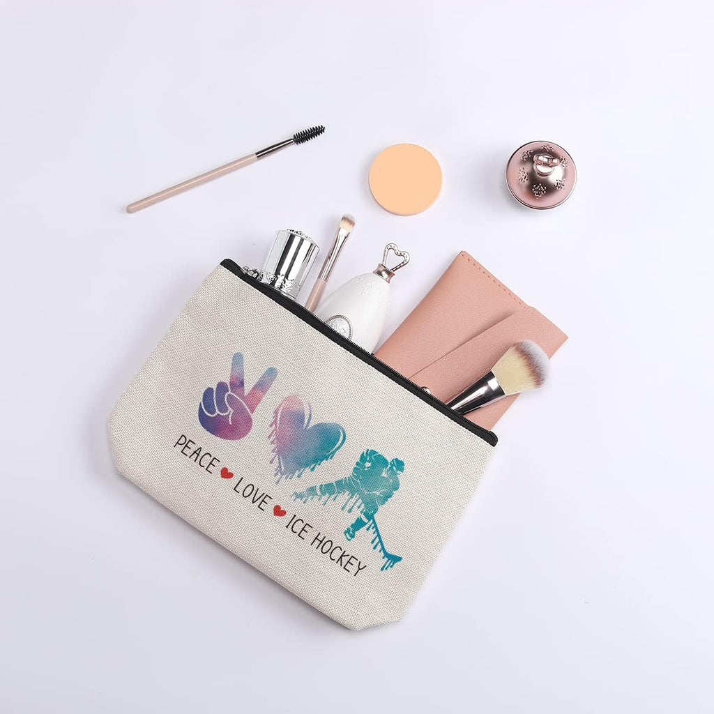 Hockey Gifts Inspirational Gifts for Ice Hockey Lovers Team Players Makeup Bag Travel Pouch Christmas Birthday Gift for Women Athletics Coach Friend Sister