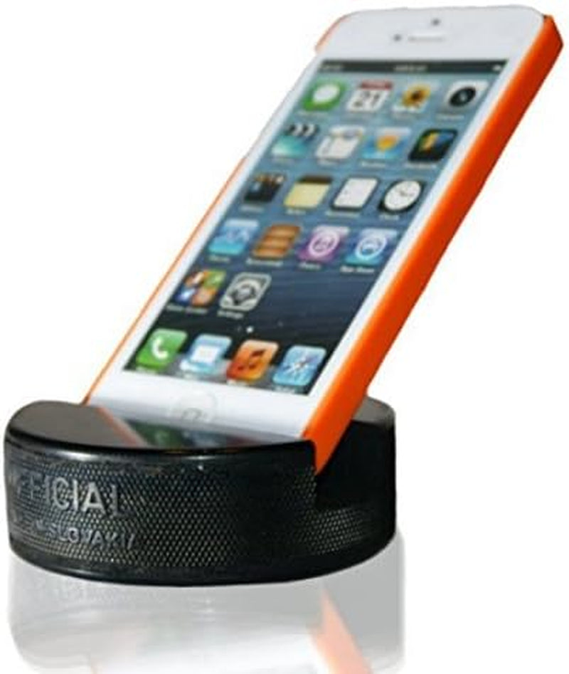 The Original Indestructible Hockey Puck Cell Phone Stand - Made from a Genuine Hockey Puck -Compatible for All Iphone/Samsung/Google/Lg Smartphones and More. (1 Pack)
