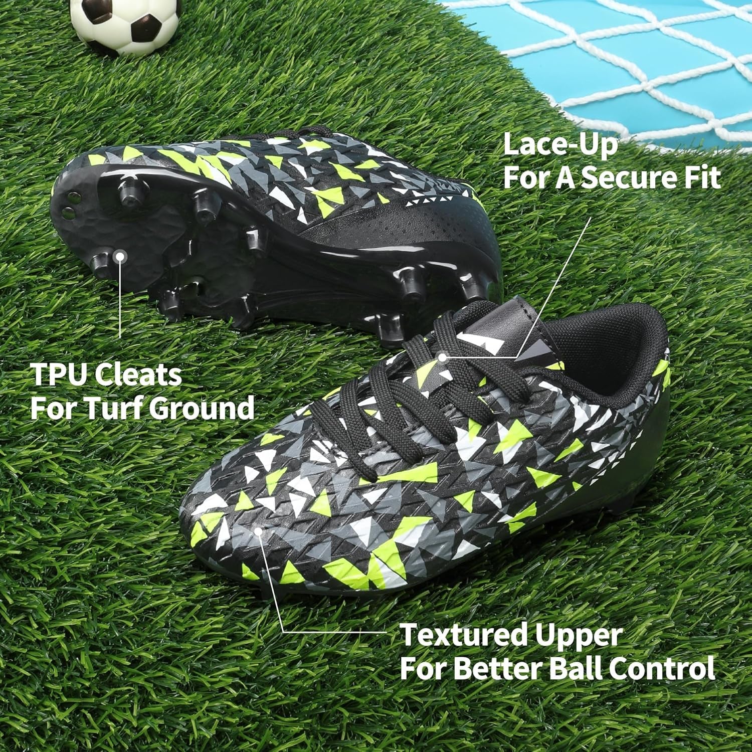 Boys Girls Soccer Cleats Youth Firm Groud Athletic Outdoor Trainning Football Shoes for Little/Big Kid