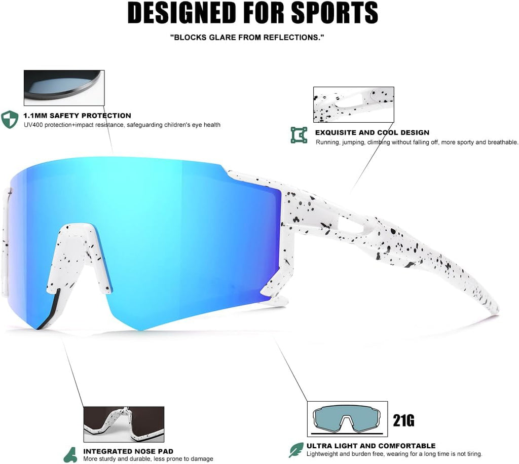 Kids Sunglasses Youth Baseball Sunglasses for Boys Girls Softball Sports Sun Glasses UV Protection