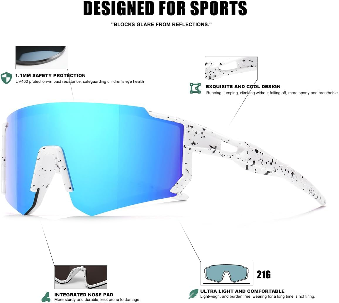 Kids Sunglasses Youth Baseball Sunglasses for Boys Girls Softball Sports Sun Glasses UV Protection