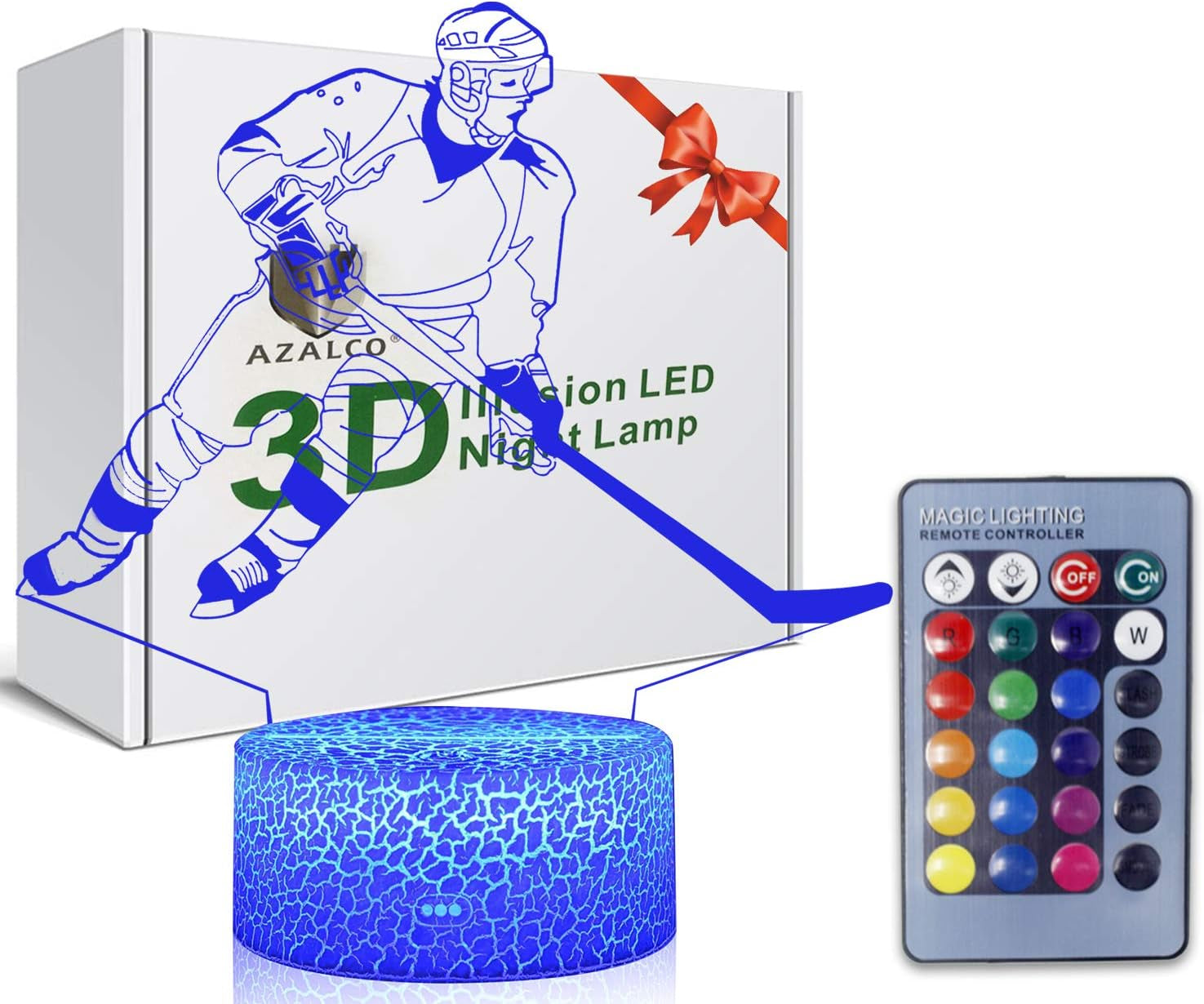 Teenager Chrismas Gifts Xmas Gift 3D Illusion Hockey Night Light Lamp 16 Color Changing Smart Touch&Remote Control Birthday Gift for Boys and Girls Hockey Lover