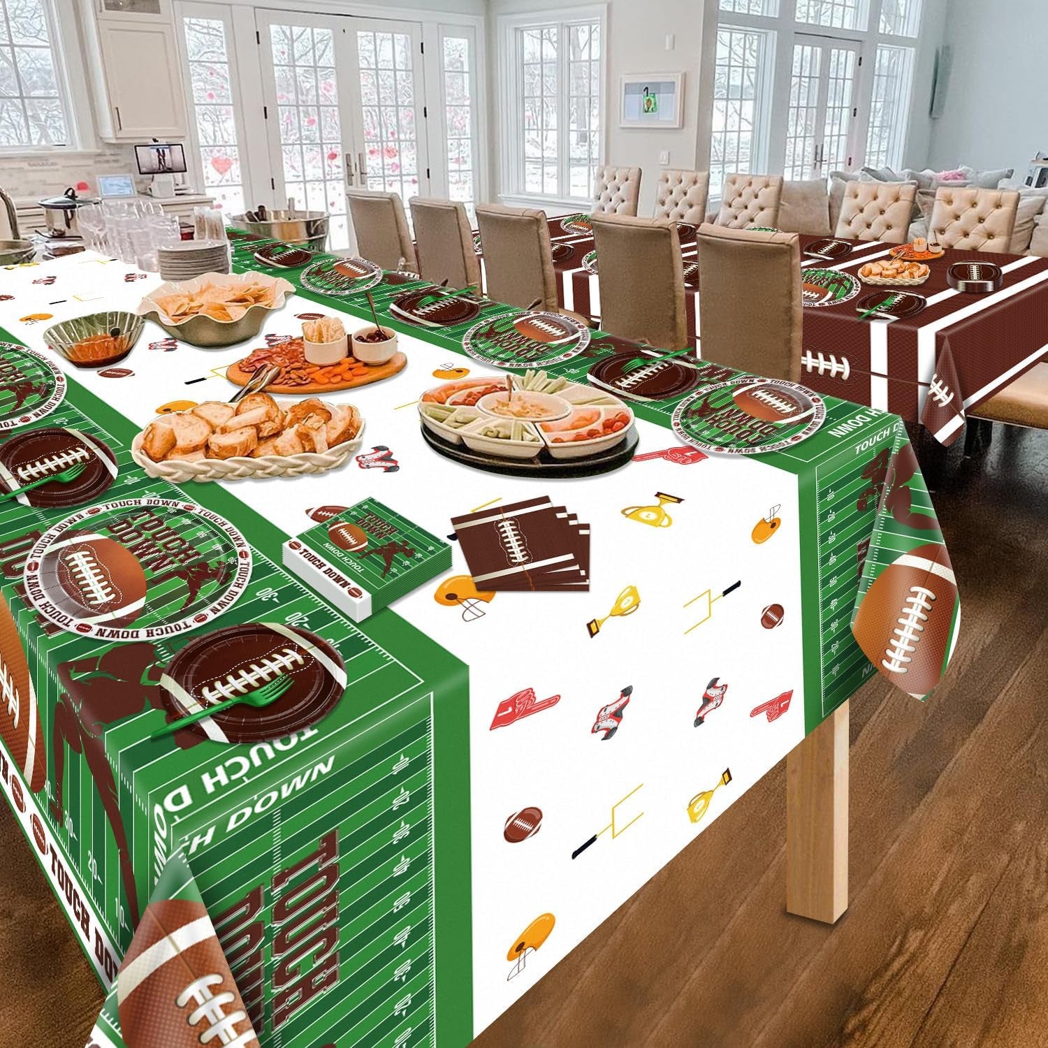 Football Party Decorations - 82Pcs Supplies Including Plates, Napkins, Tablecloth for Kids Fans Tailgate Gameday Birthday Party, Serves 20