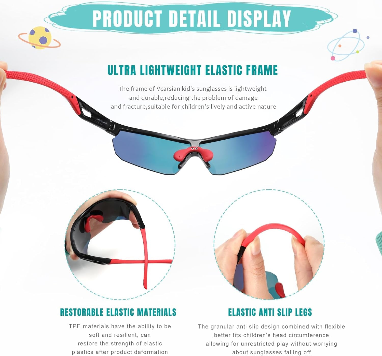 Kids Sunglasses Youth Baseball Sunglasses for Boys Girls 3-12 Polarized Softball Sports Goggles UV Protection