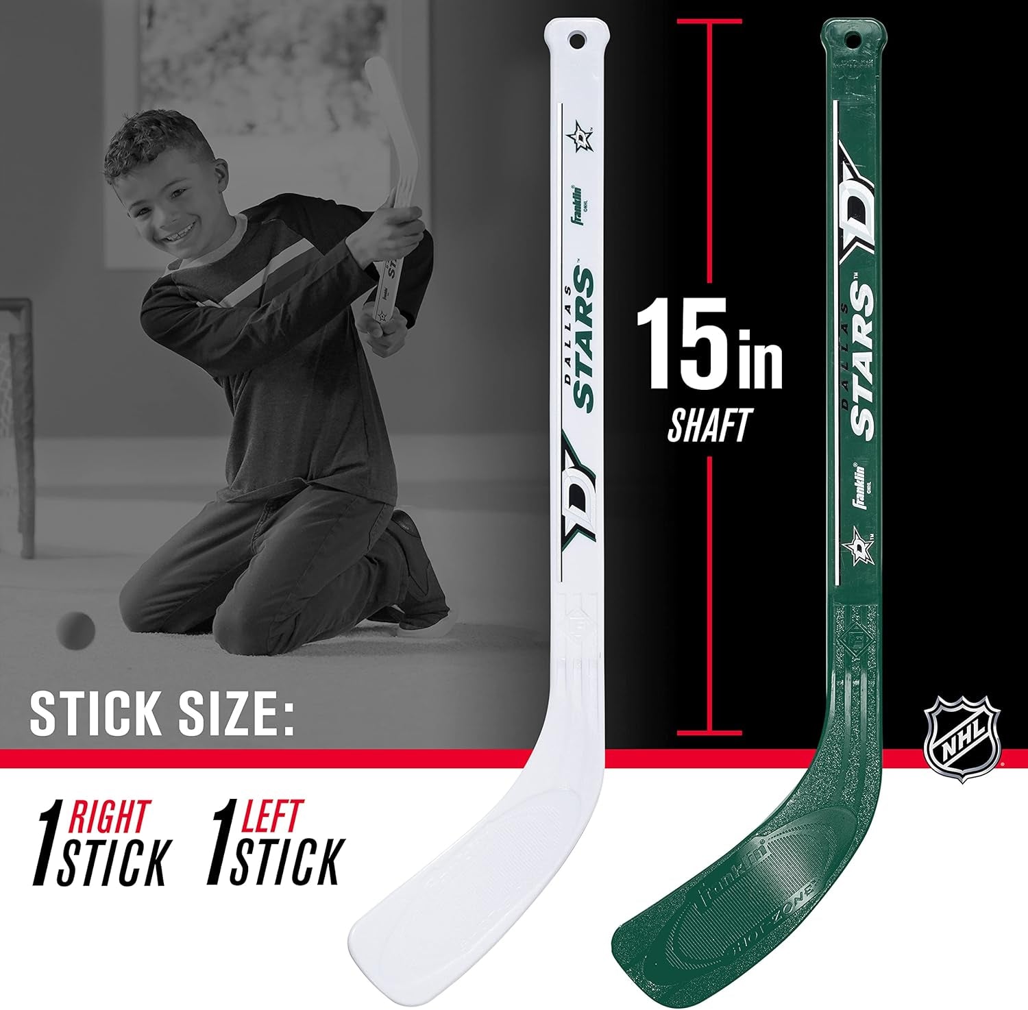 NHL Mini Hockey Set - Kids Indoor Knee Hockey Goal, Ball, + 2 Stick Combo - Youth Team Indoor Toy Set - Official - Ages 3+
