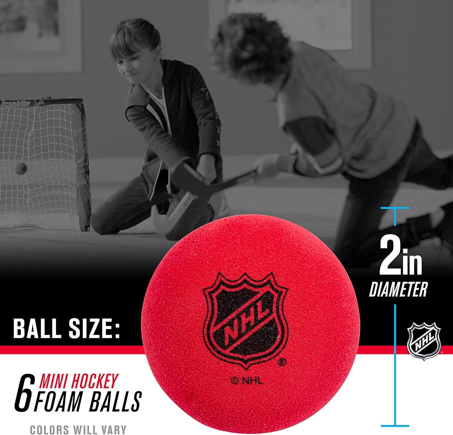 Franklin Sports Mini - Indoor Floor Hockey Balls for Kids - 6 Soft Foam Balls - Assorted Colors